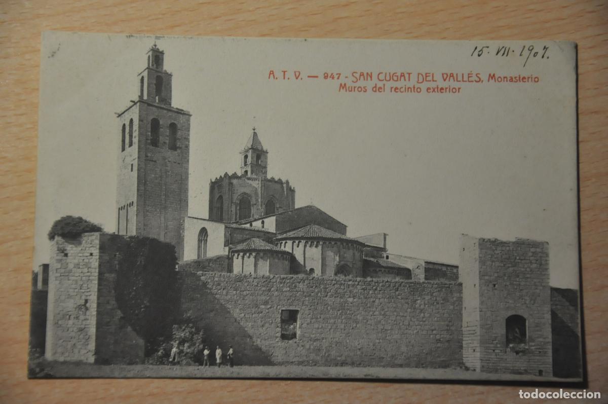 Postales: postal san cugat del valles, monasterio, muros del recinto exterior atv 947