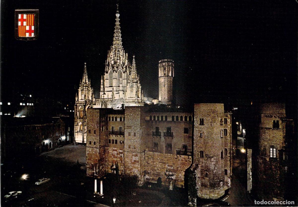Postales: Postal de Barcelona - La Catedral y el Barrio G&oacute;tico de Noche