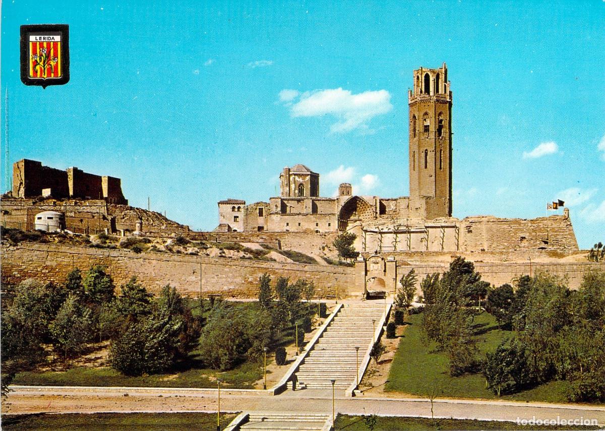 Postales: Postal de la Seu Vella y Plaza de la Victoria en Lleida