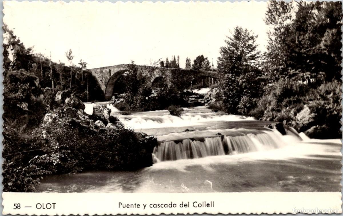 Postales: Olot - Puente y cascada del Collell - n&ordm; 58 - Sin m&aacute;s datos - 139x89mm