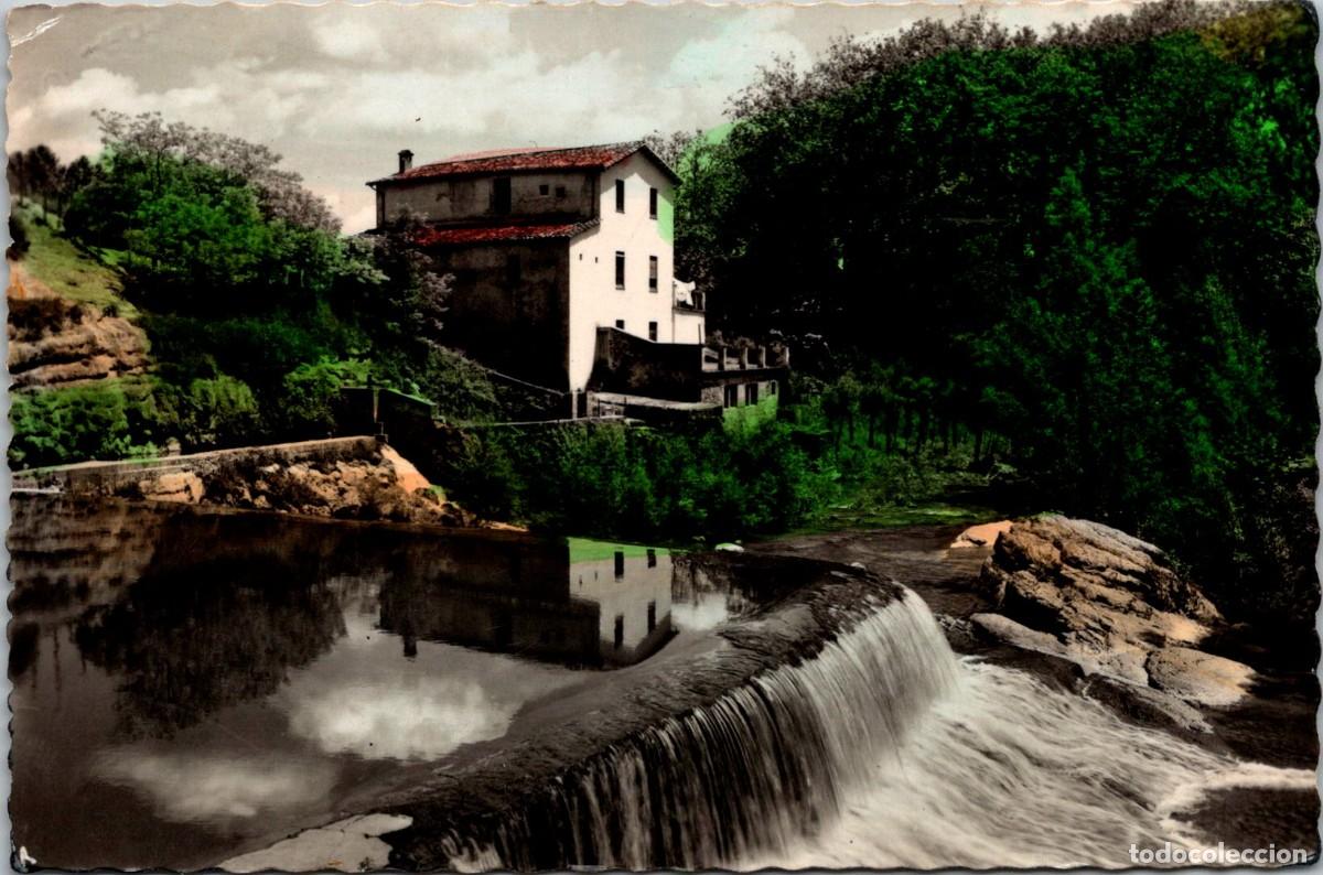 Postales: Olot - Presa y Molino de San Roque - Garc&iacute;a Garrabella 12 - Coloreada - 138x91mm