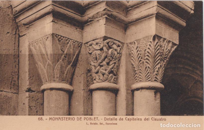 Postales: MONASTERIO DE POBLET, DETALLE DE CAPITELES DEL CLAUSTRO &ndash; L.ROISIN, FOT.N&ordm;68 &ndash; S/C