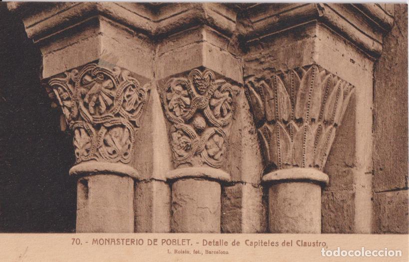 Postales: MONASTERIO DE POBLET, DETALLE DE CAPITALES DEL CLAUSTRO &ndash; L.ROISIN, FOT.N&ordm;70 &ndash; S/C
