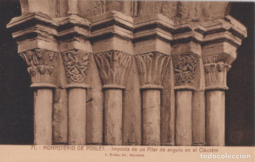 Postales: MONASTERIO DE POBLET, IMPOSTA DE UN PILAR DE ANGULO EN EL CLAUSTRO &ndash; L.ROISIN, FOT.N&ordm;71 &ndash; S/C