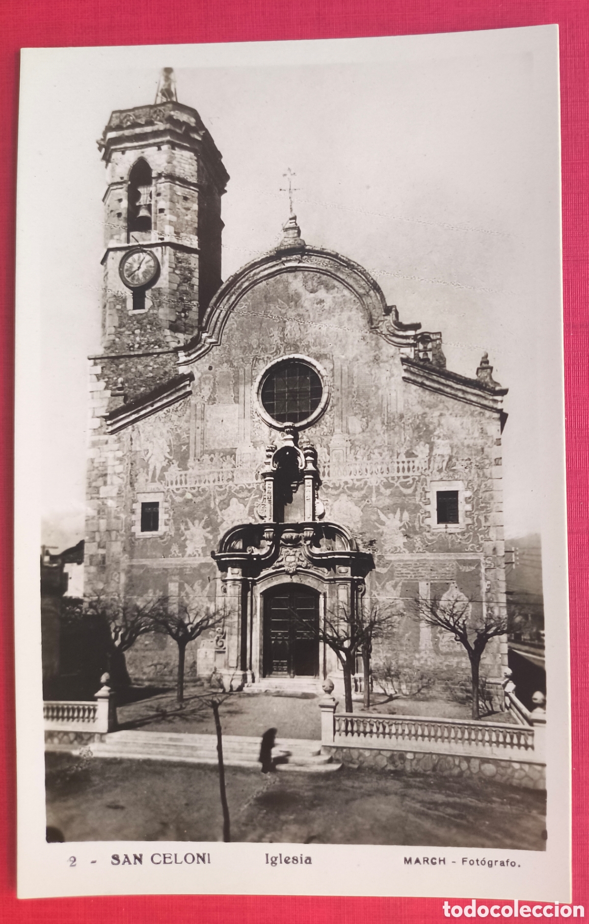 Postales: SANT CELONI ESGL&Eacute;SIA SANT MART&Iacute; PLA&Ccedil;A MOSS&Egrave;N FIGUERES POSTAL FOTOGR&Aacute;FICA BARCELONA C. 1940