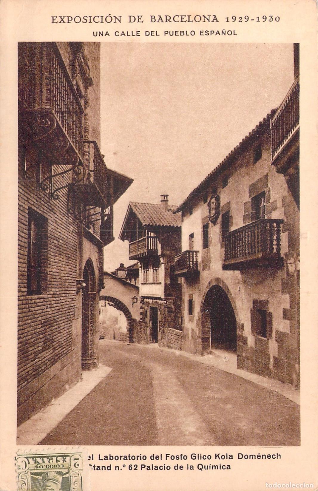 Postales: Postal Exposici&oacute;n de Barcelona Pueblo Espa&ntilde;ol Publicidad Farmac&eacute;utica