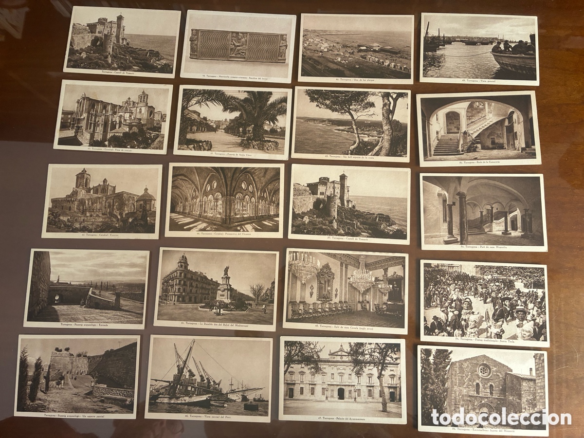 Postales: Colecci&oacute;n de 57 postales antiguas de Tarragona &ndash; Arxiu / Ediciones TAU, ca. 1920-1950