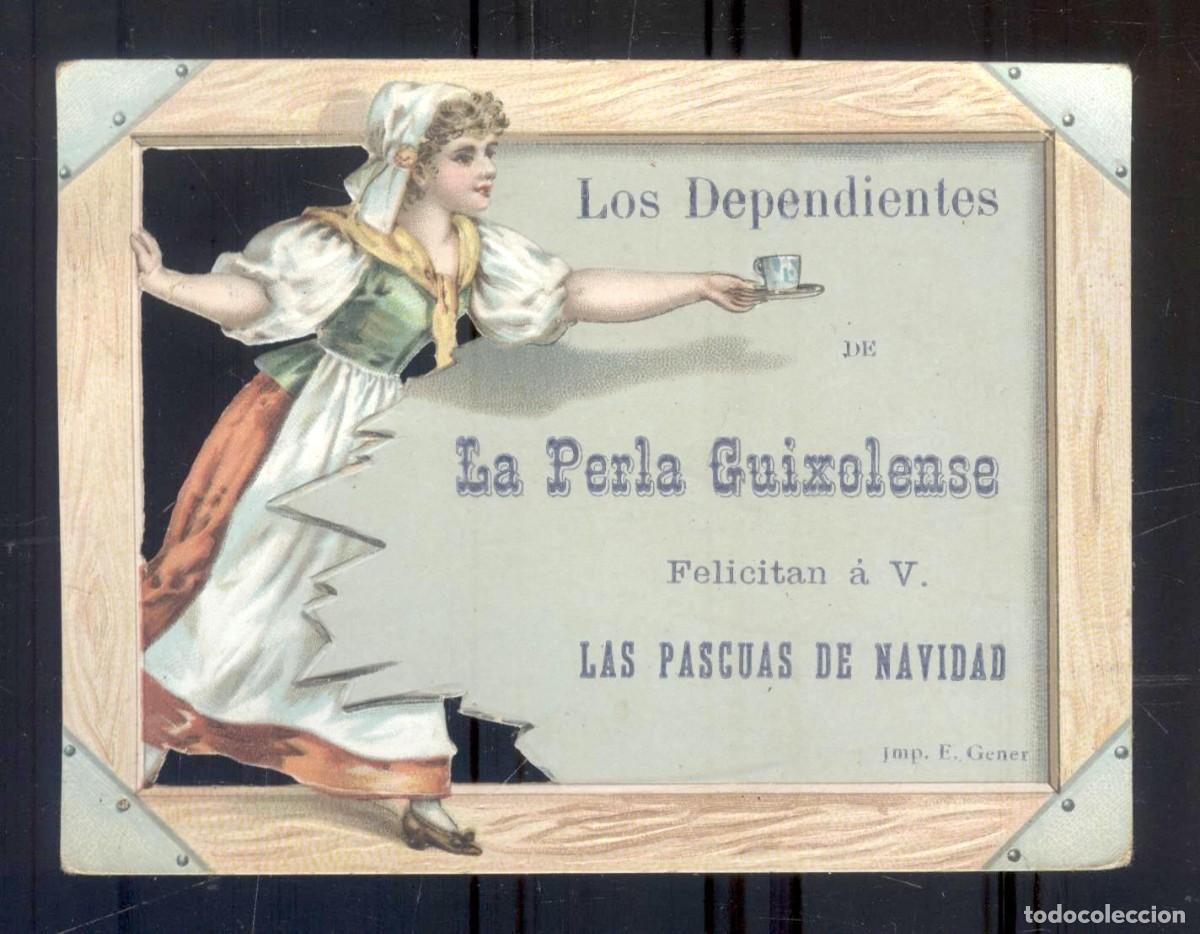 Postales: NUMULITE P0223 Felicitaci&oacute;n de Navidad La Perla Guixolense Sant Feliu de Gu&iacute;xols Troquelado San