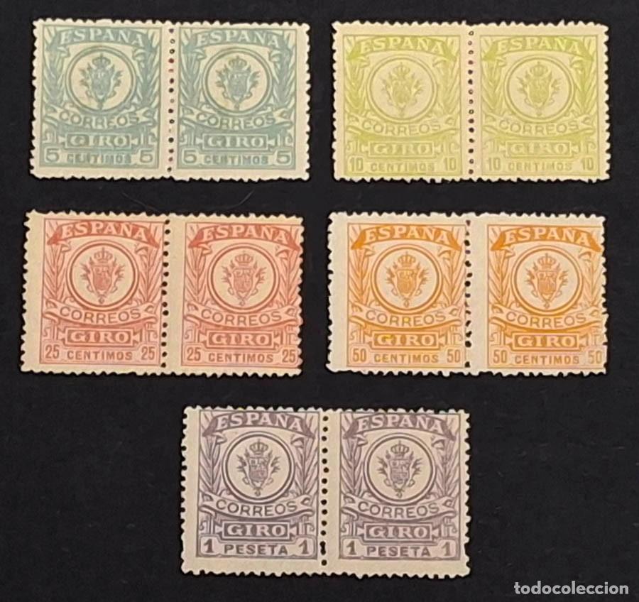 Postales: 5 parejas sellos Giro Postal 1911-1920