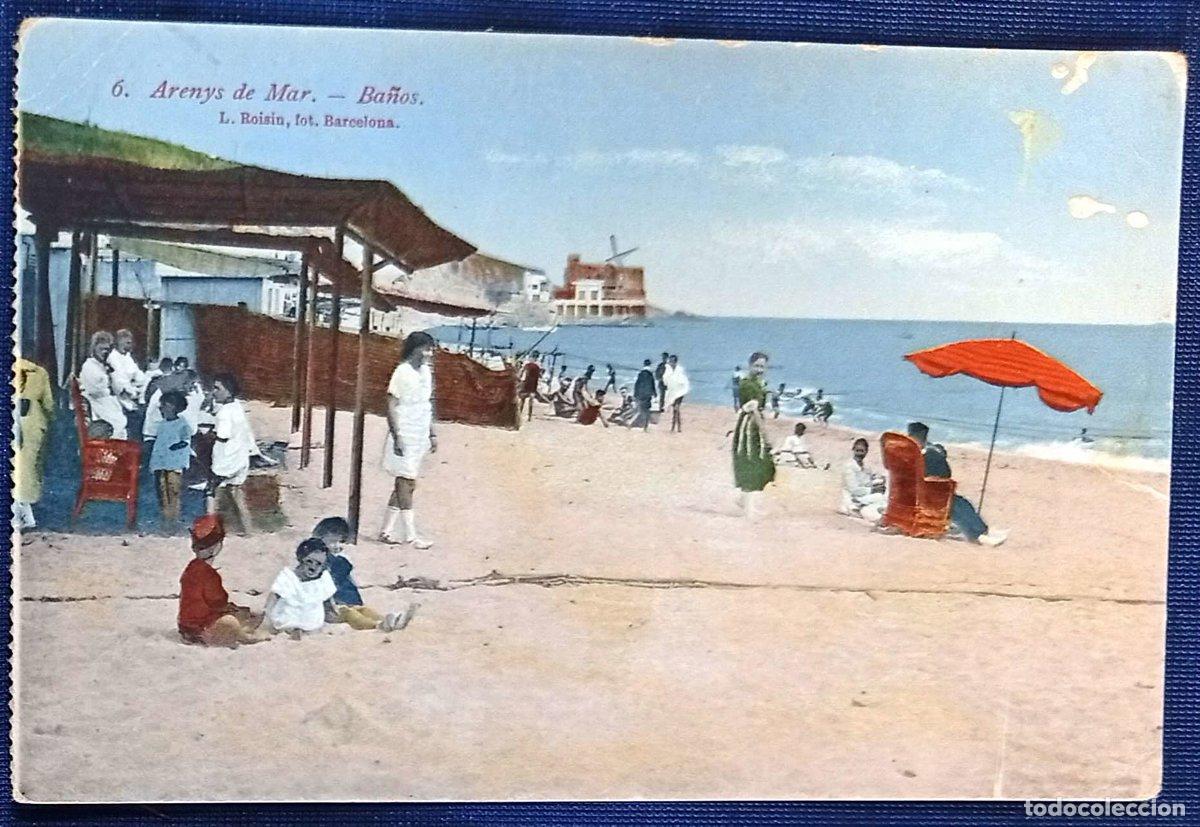 Postales: 6. ARENYS DE MAR. BA&Ntilde;OS. L. ROISIN FOT. BARCELONA, S/F.