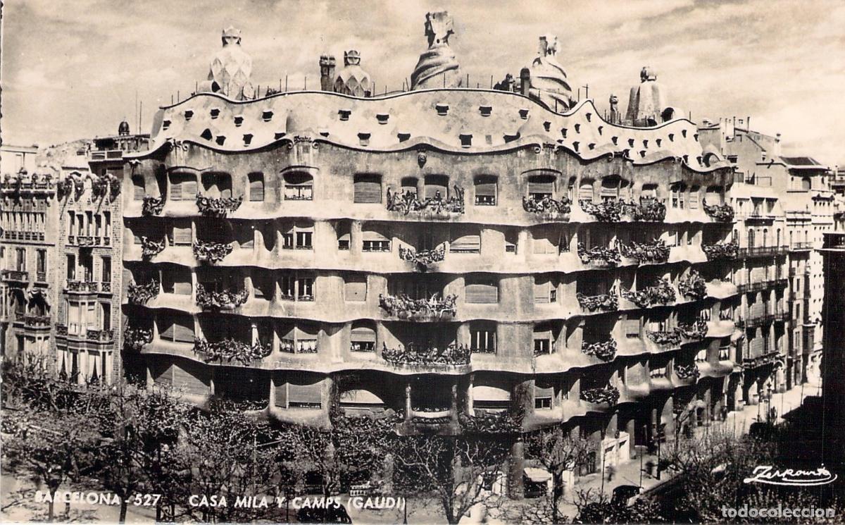 Postales: Postal Barcelona Casa Mil&agrave; y Camps Antoni Gaud&iacute; La Pedrera Zerkowitz