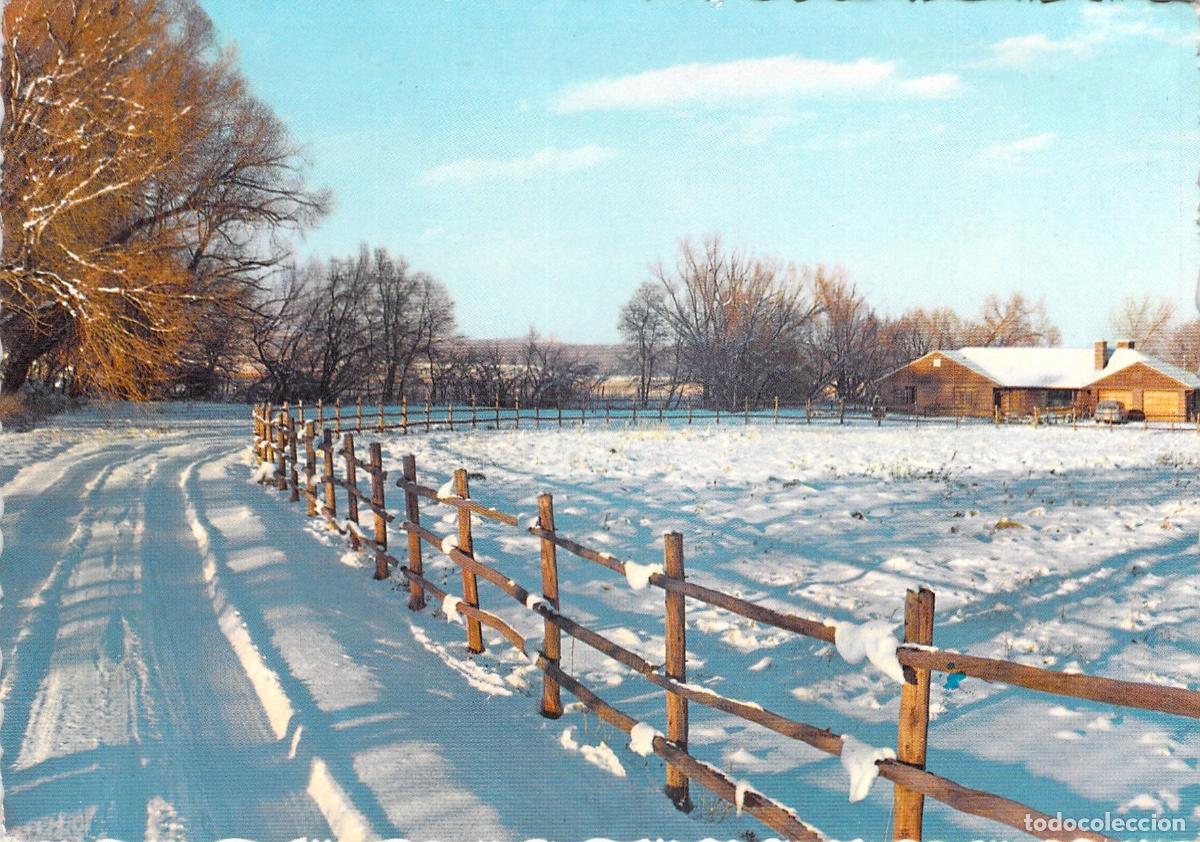 Postales: Postal de Paisaje Invernal con Nieve y Caba&ntilde;a R&uacute;stica