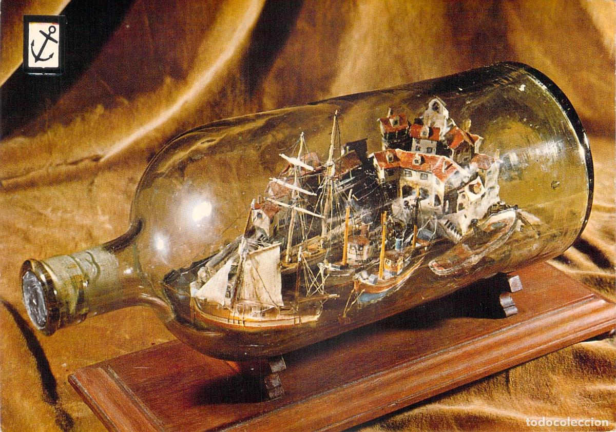 Postales: Postal Barco en Botella Puerto Pesquero Museo Mar&iacute;timo Barcelona