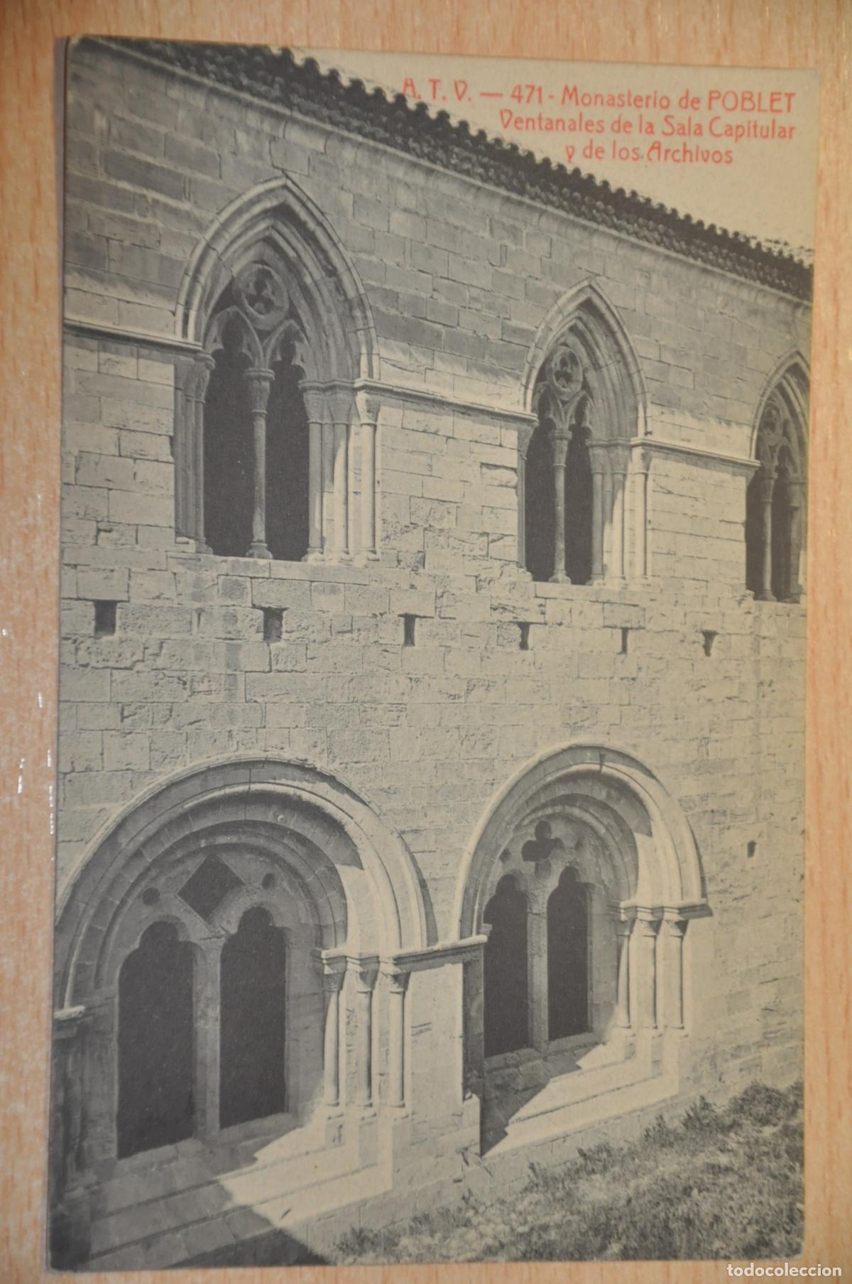 Postkarten: postal monasterio de poblet, ventanales de la sala