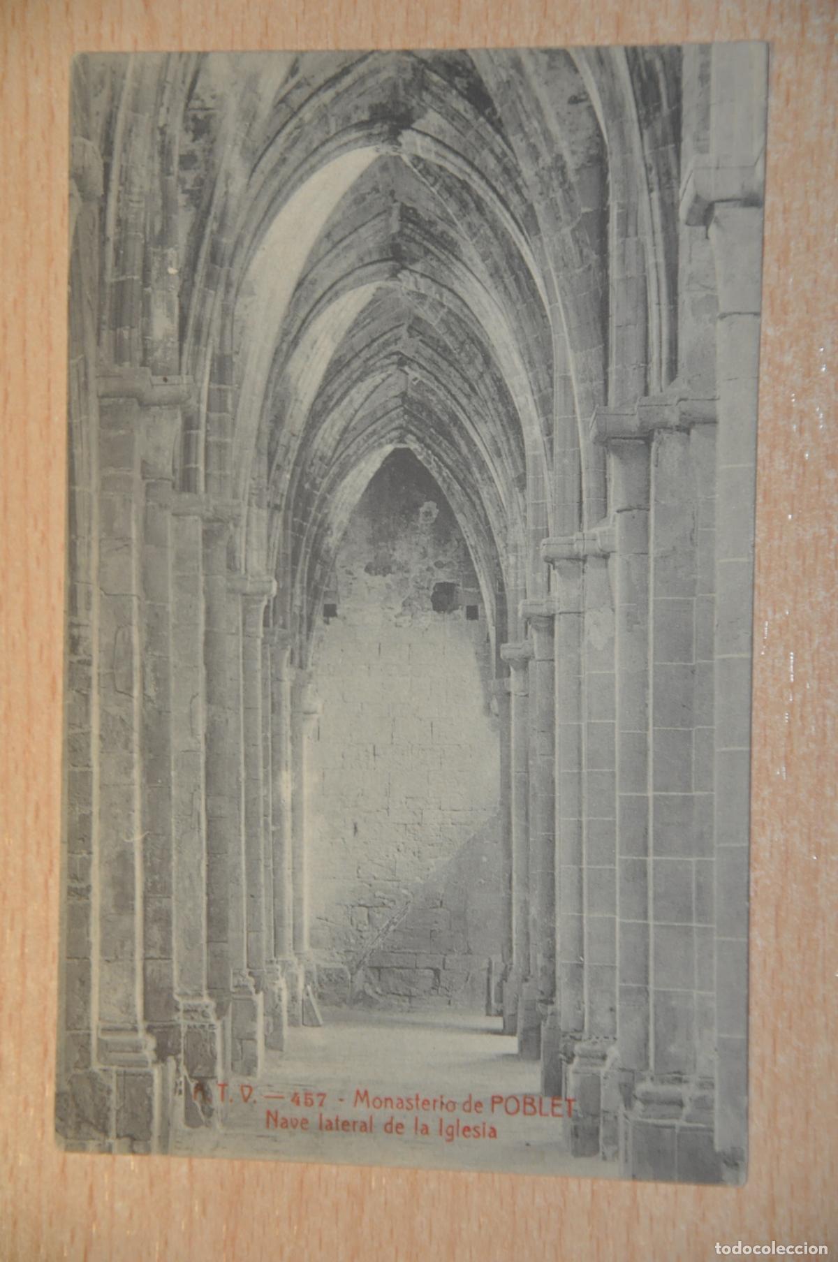 Postales: postal monasterio de poblet, nave lateral de la iglesia, atv 457