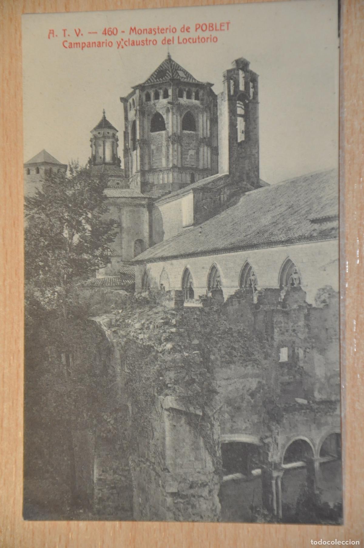 Postales: postal monasterio de poblet, campanario y claustro del locutorio, atv 460