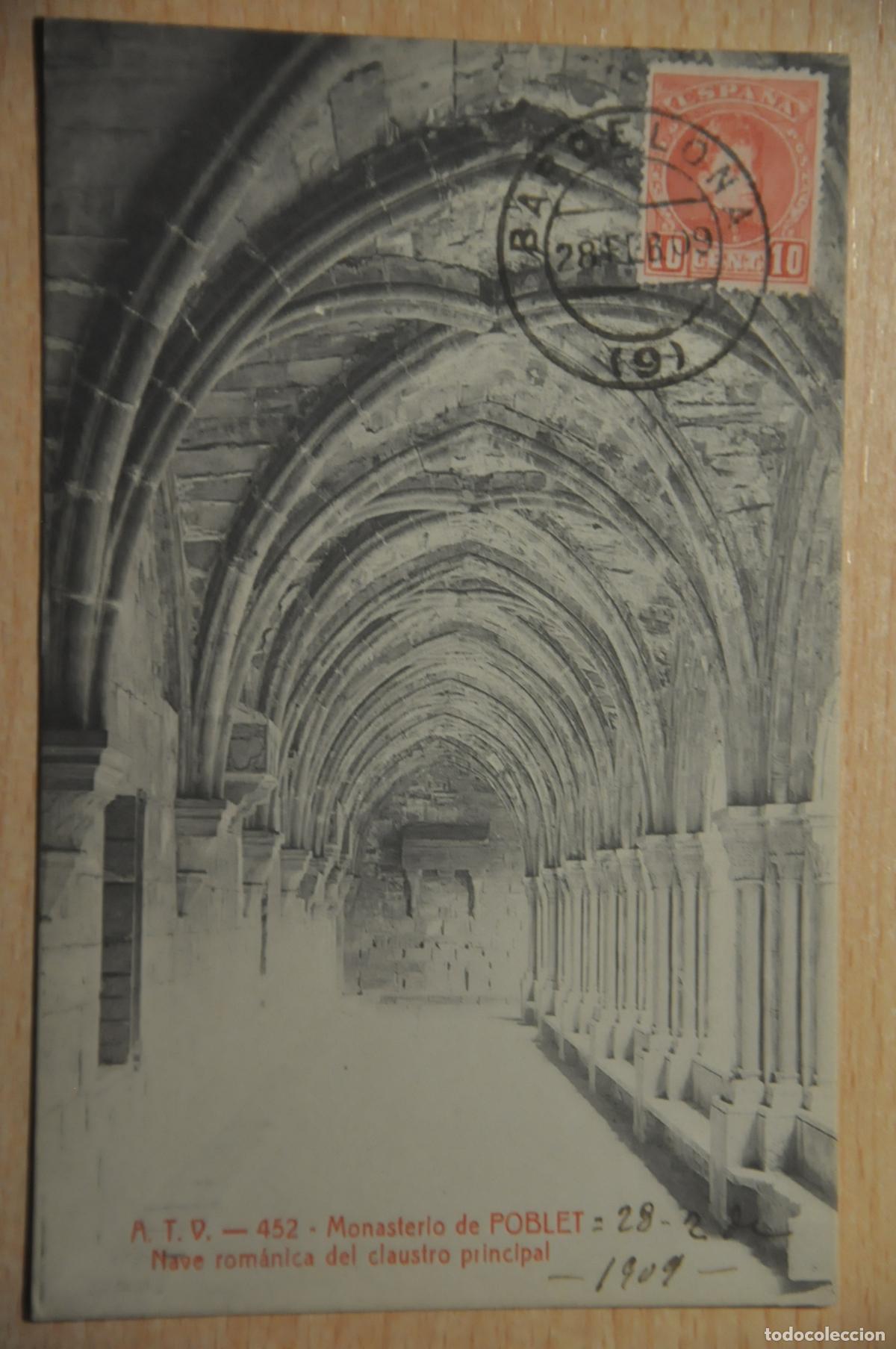Postales: postal monasterio de poblet, nave romanica del claustro principal, atv 452