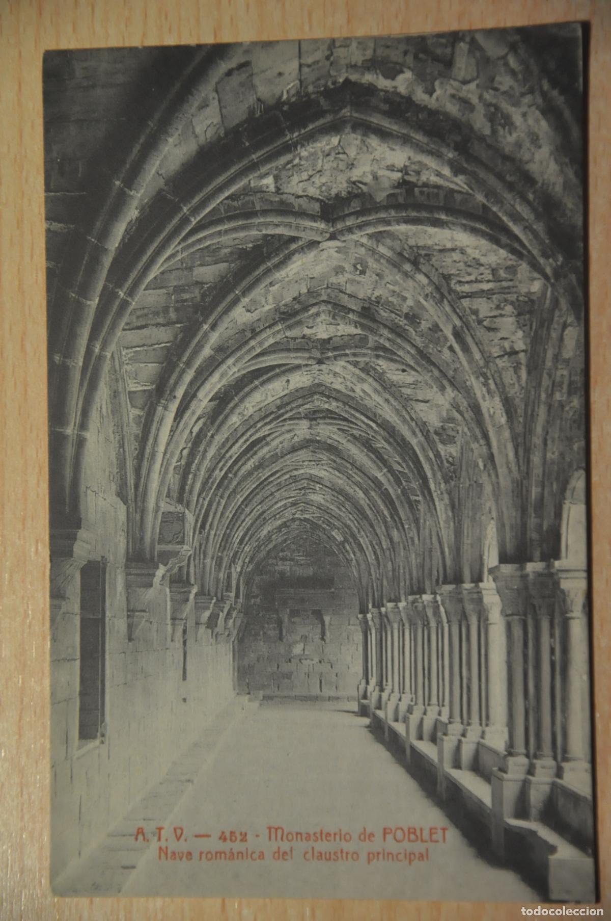 Postales: postal monasterio de poblet, naves romanicas del claustro principal, atv 452