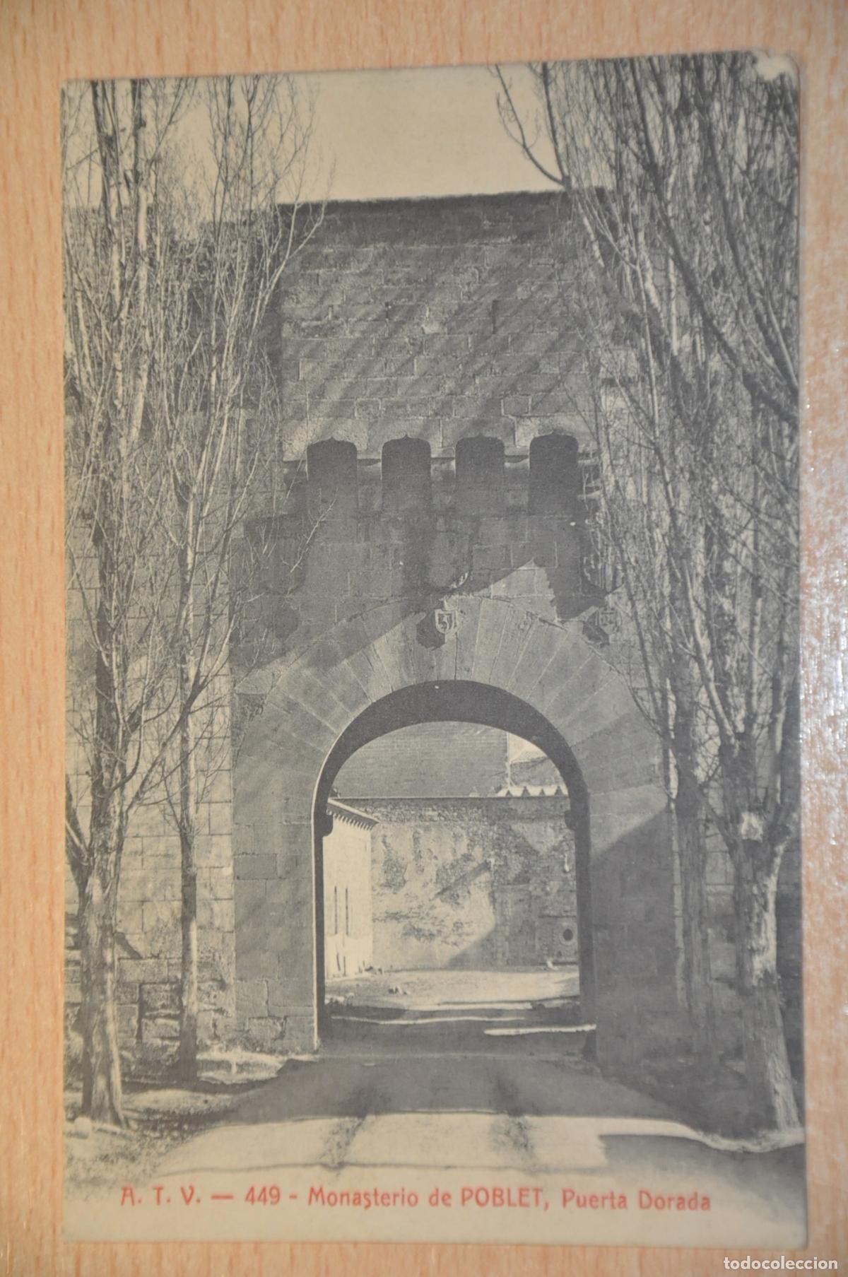 Postales: postal monasterio de poblet, puerta dorada, atv 449