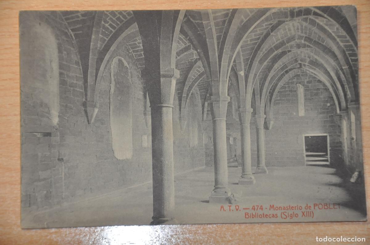Postales: postal monasterio de poblet, bibliotecas (s.XIII), atv 474