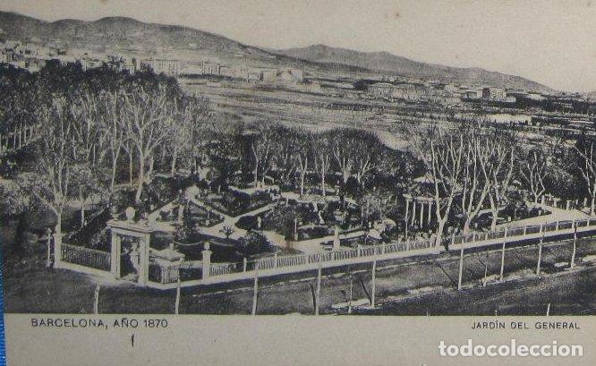 Postales: BARCELONA A&Ntilde;O 1870. JARDIN DEL GENERAL. SANSOT Y MISS&Eacute; HNOS, BARCELONA.