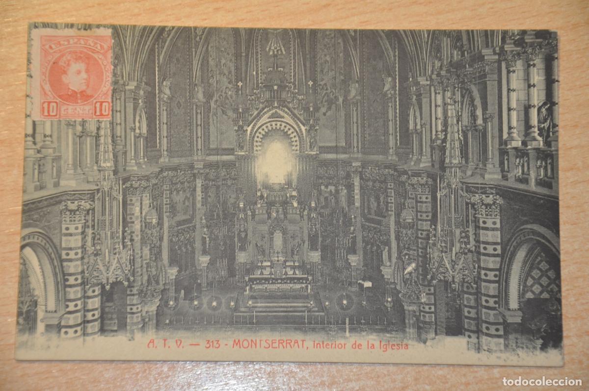 Postales: postal montserrat, interior de la iglesia, atv 313