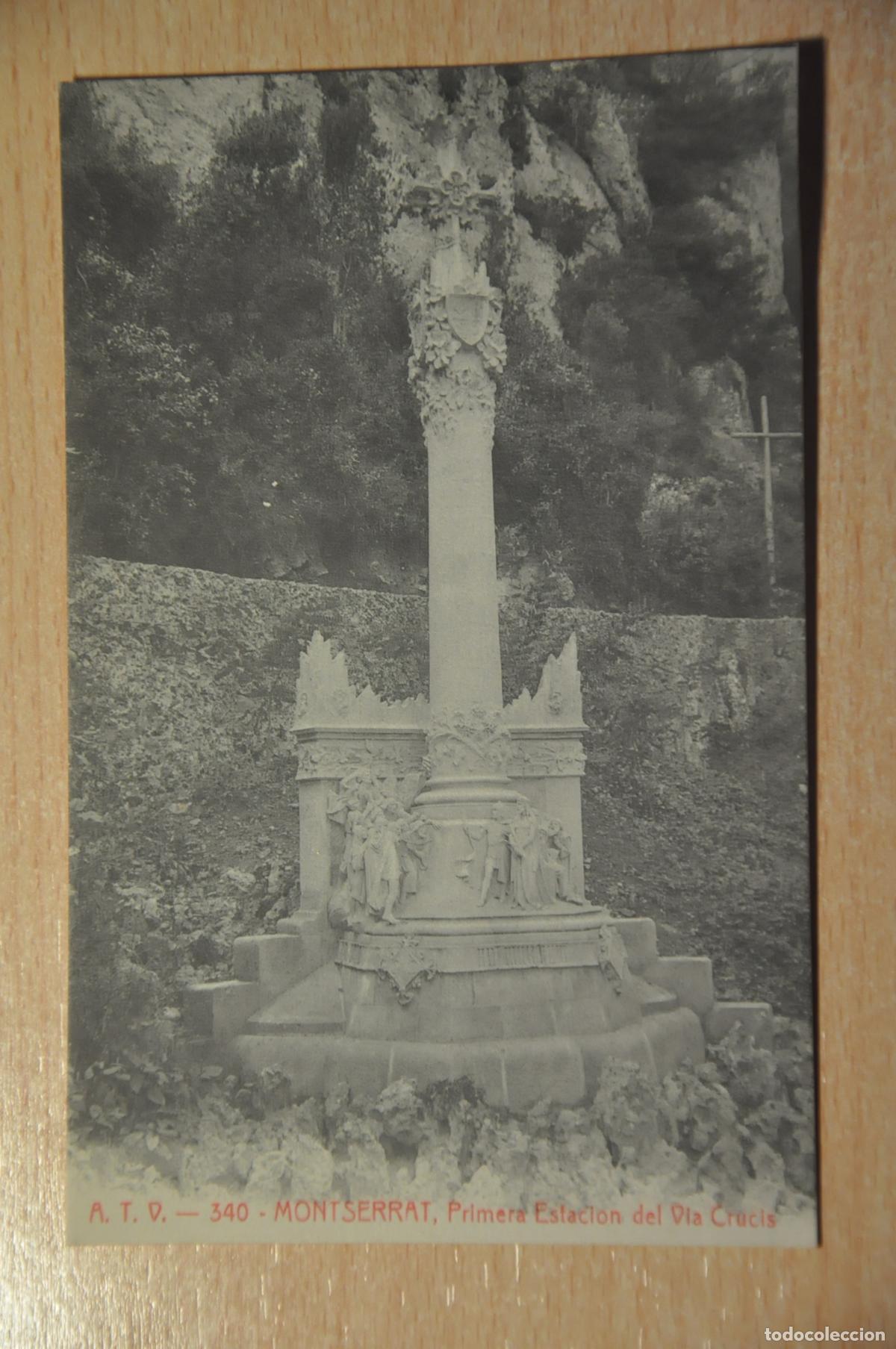 Postales: postal montserrat, primera estacion del via crucis, atv 340