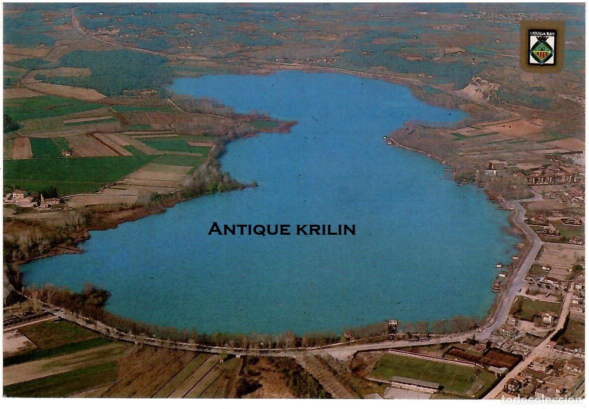 Postales: BANYOLES N&ordm; 27 VISTA GENERAL DEL LLAC / EDICION ESCUDO DE ORO / SIN FRANQUEAR