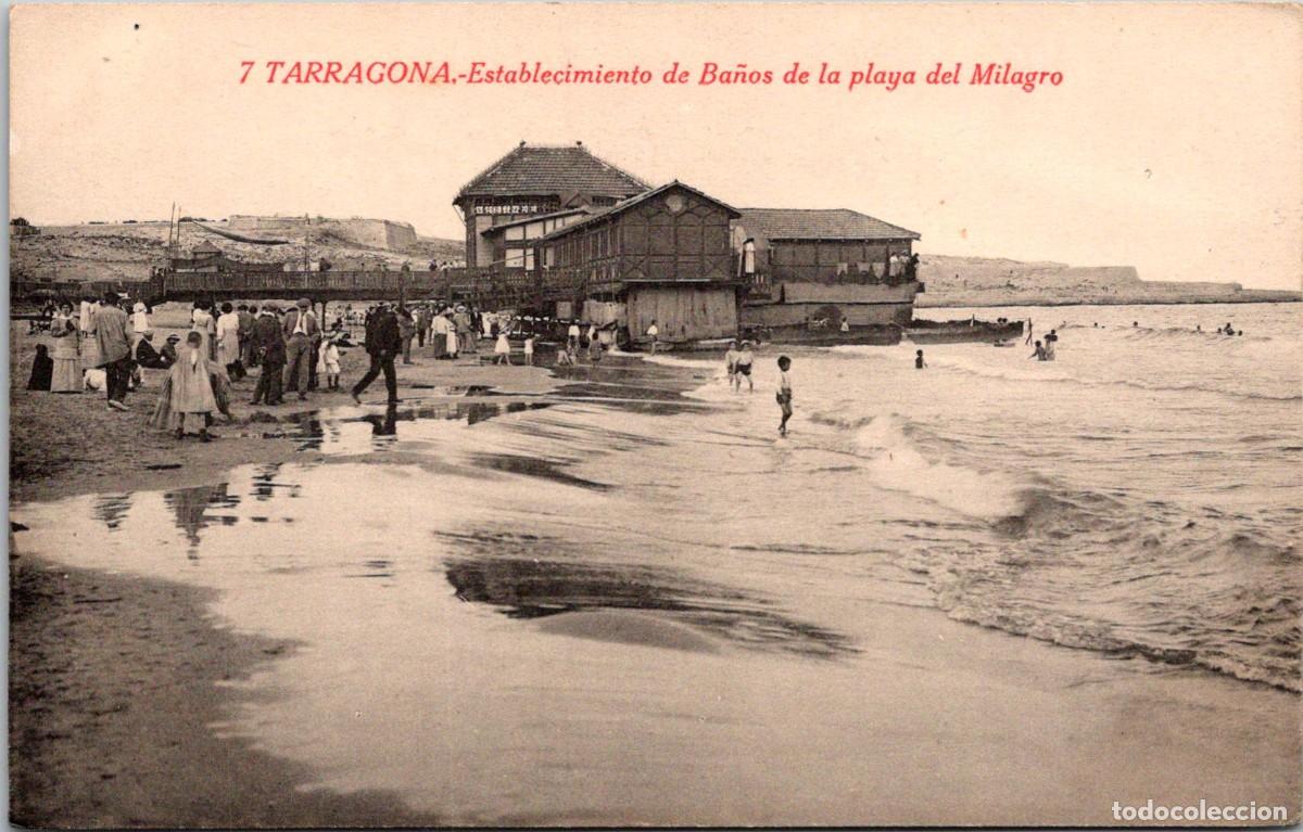 Postales: Tarragona - Establecimiento de Ba&ntilde;os de la playa del Milagro - Roisin 7 -Gabriel Gibert - 141x90mm