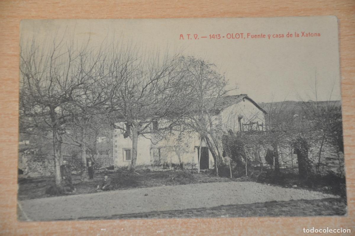 Postales: postal olot, fuente y casa de la xatona, atv 1413