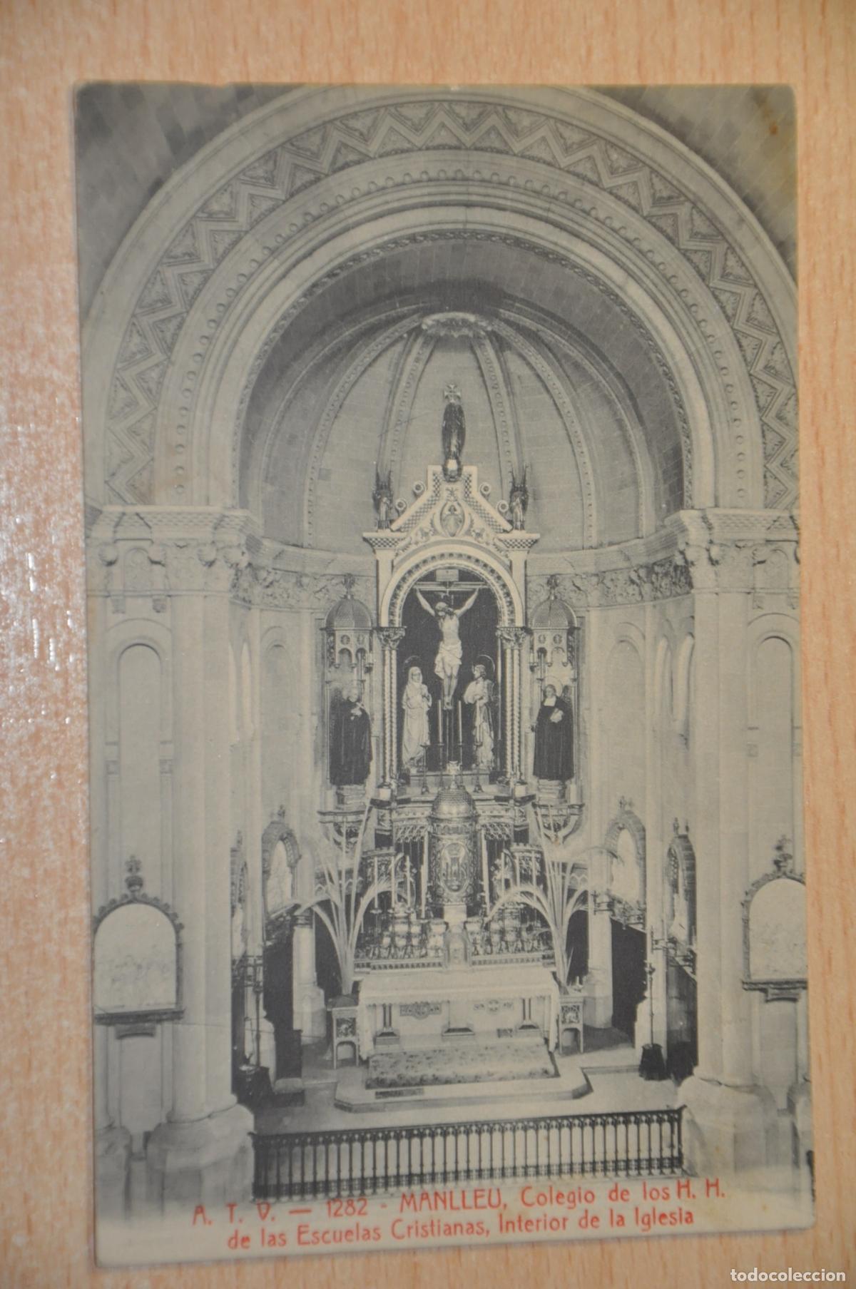 Postales: postal manlleu, colegio de los h.h. de las escuelas cristianas, interior iglesia, atv 1282