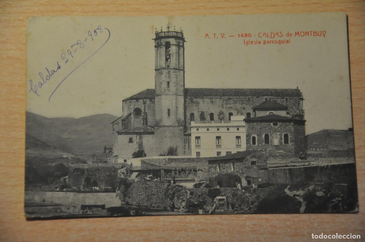 Postales: postal caldas montbuy, iglesia parroquial, atv 1430