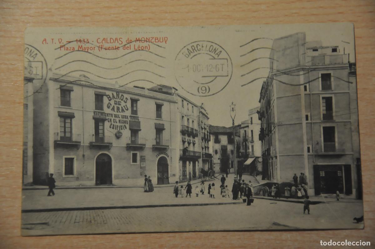 Postales: postal caldas montbuy, plaza mayor (fuente del leon), atv 1433