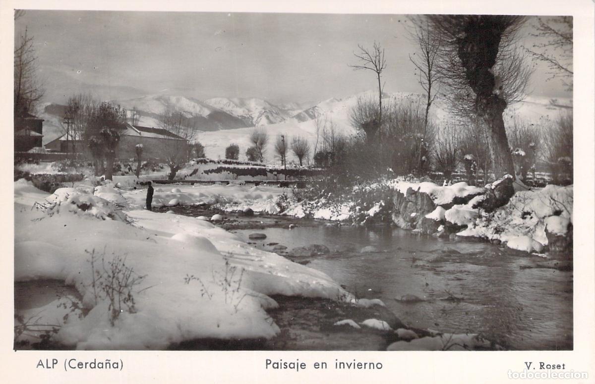 Postales: Postal Alp Cerda&ntilde;a Paisaje de Invierno con R&iacute;o y Nieve