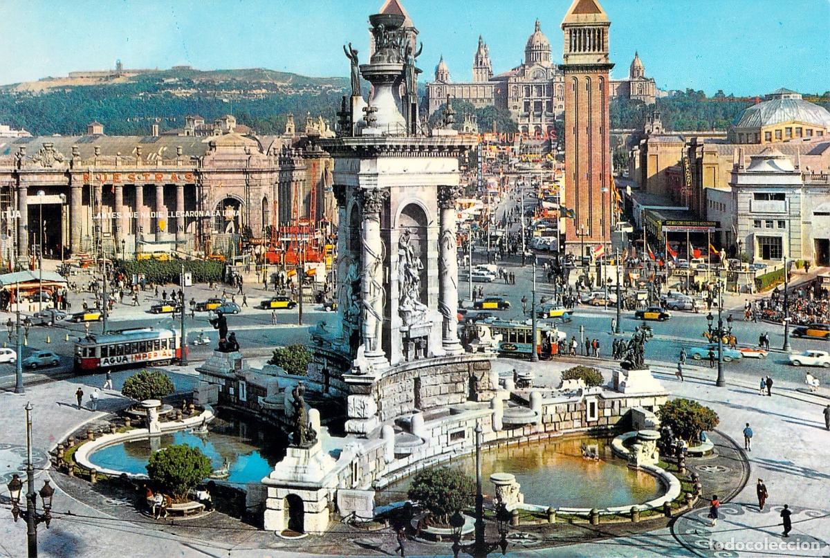 Postales: Postal de Barcelona - Plaza de Espa&ntilde;a con Torres Venecianas y Fuente
