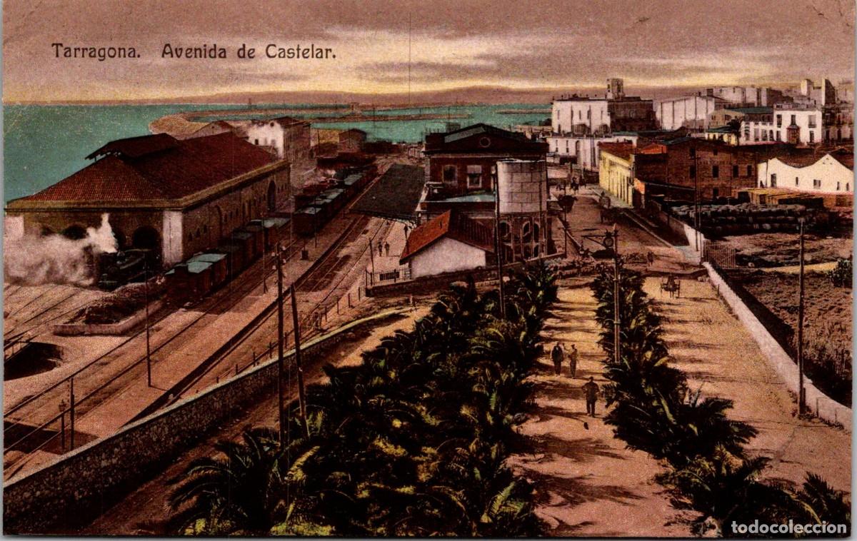 Postales: Tarragona - Avenida de Castelar - Edici&oacute;n Anguela Hermanos - Coloreada - 137x87mm