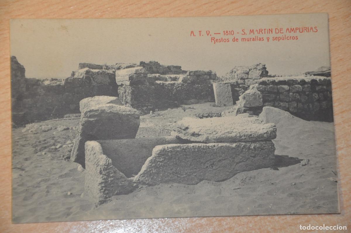 Postales: postal s.martin de ampurias, restos de murallas y sepulcros, atv 1810