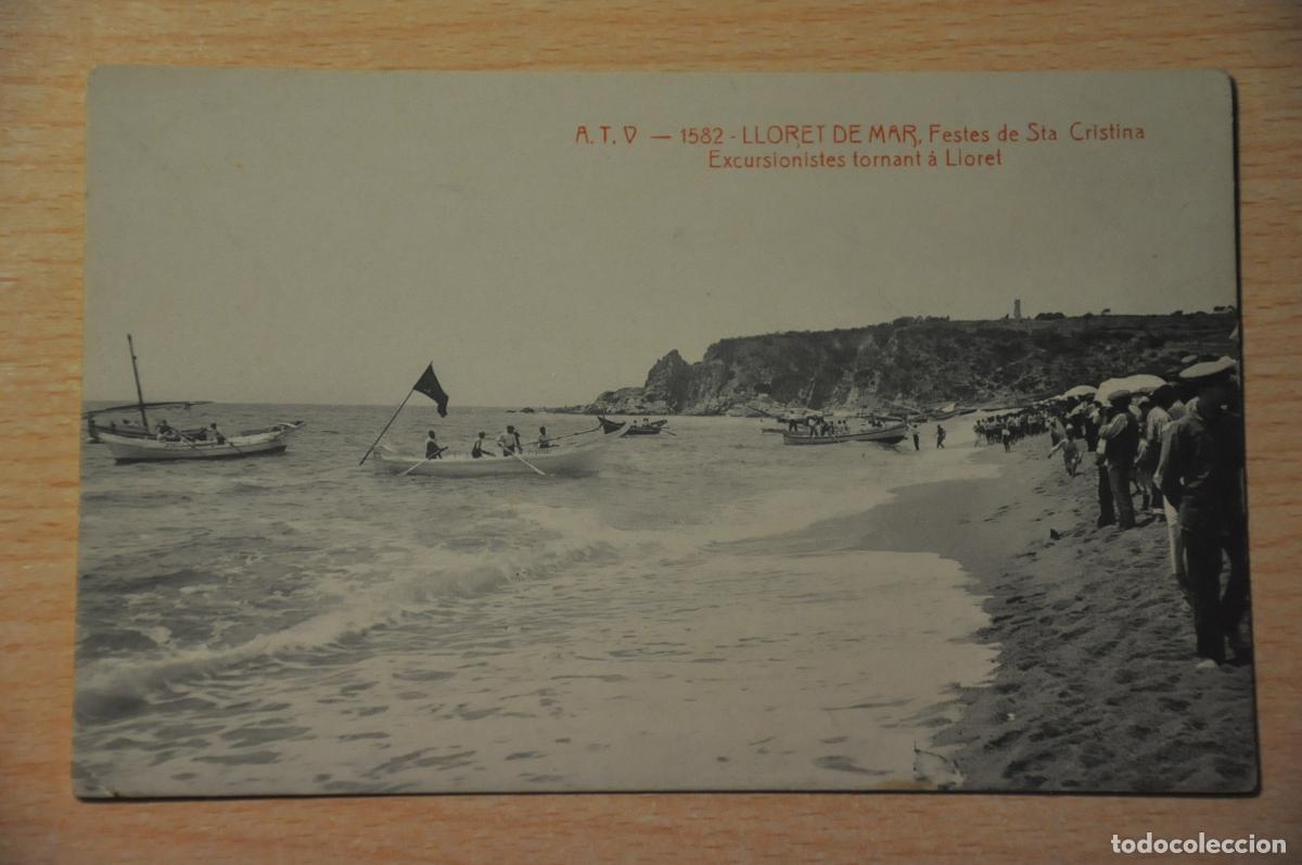 Postales: postal lloret de mar, festes de sta. cristina, excursionistes tornant a lloret, atv 1582