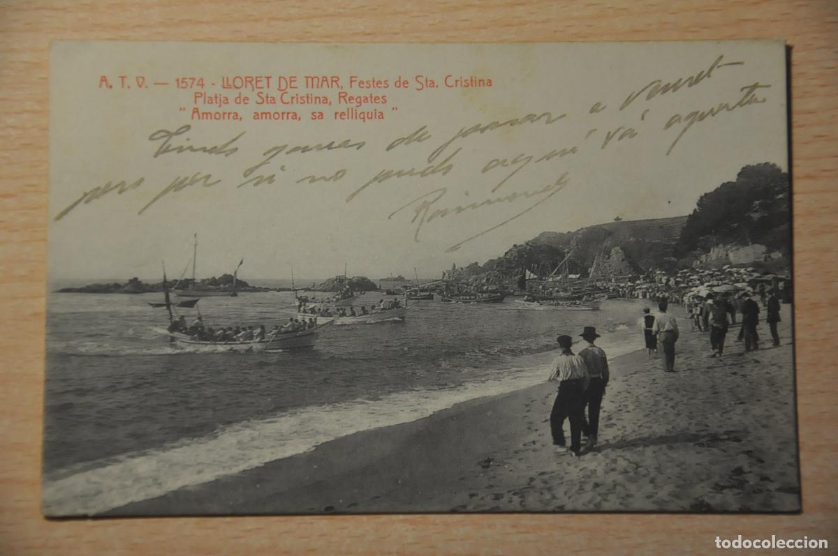 Postales: postal lloret de mar, festes de sta.cristina, platja, regates, amorra sa relliquia, atv 1574