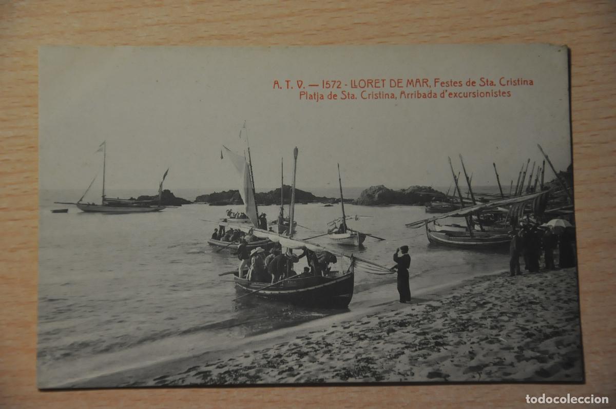 Postkarten: postal lloret de mar, festes de sta. cristina, platja, arribada d&acute;excursionistes, atv 1572