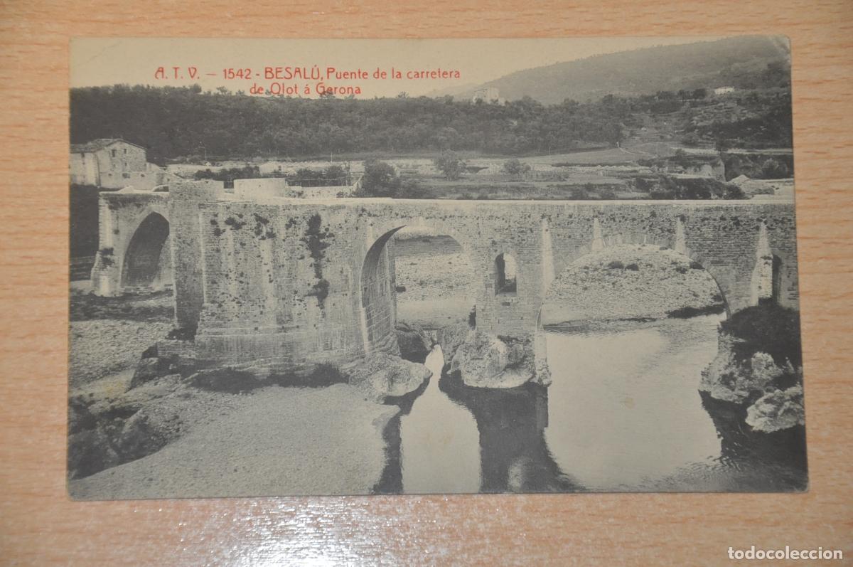 Postkarten: postal besalu, puente de la carretera de olot a gerona, atv 1542