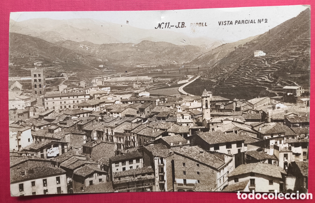 Postales: RIPOLL VISTA PARCIAL POSTAL FOTOGR&Aacute;FICA FOTOGRAF&Iacute;A J. B. GIRONA C. 1915