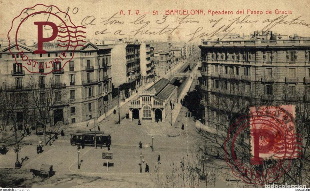 Postais: BARCELONA, APEADERO DEL PASEO DE GRACIA. A.T.V