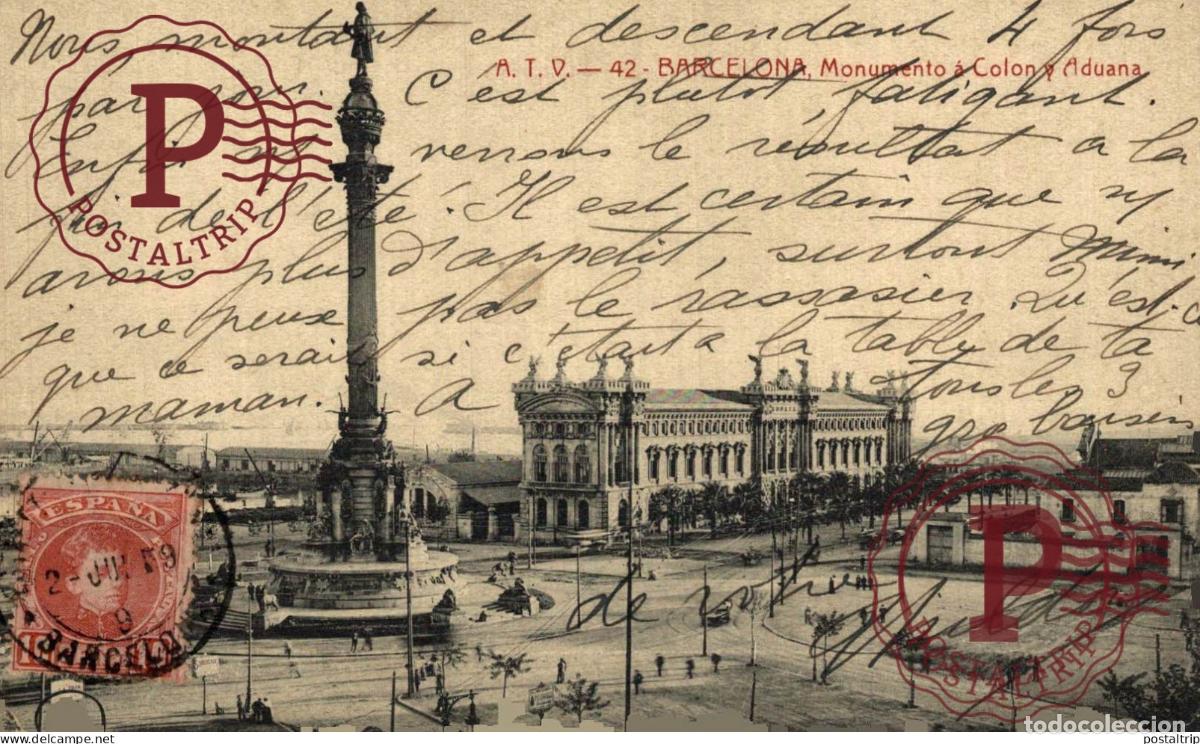 Postais: BARCELONA. MONUMENTO A COLON Y ADUANA.