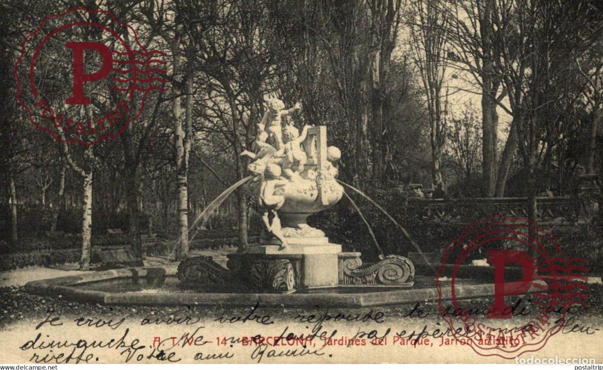 Postales: BARCELONA. JARDINES DEL PARQUE, JARR&Oacute;N ART&Iacute;STICO. A.T.V.