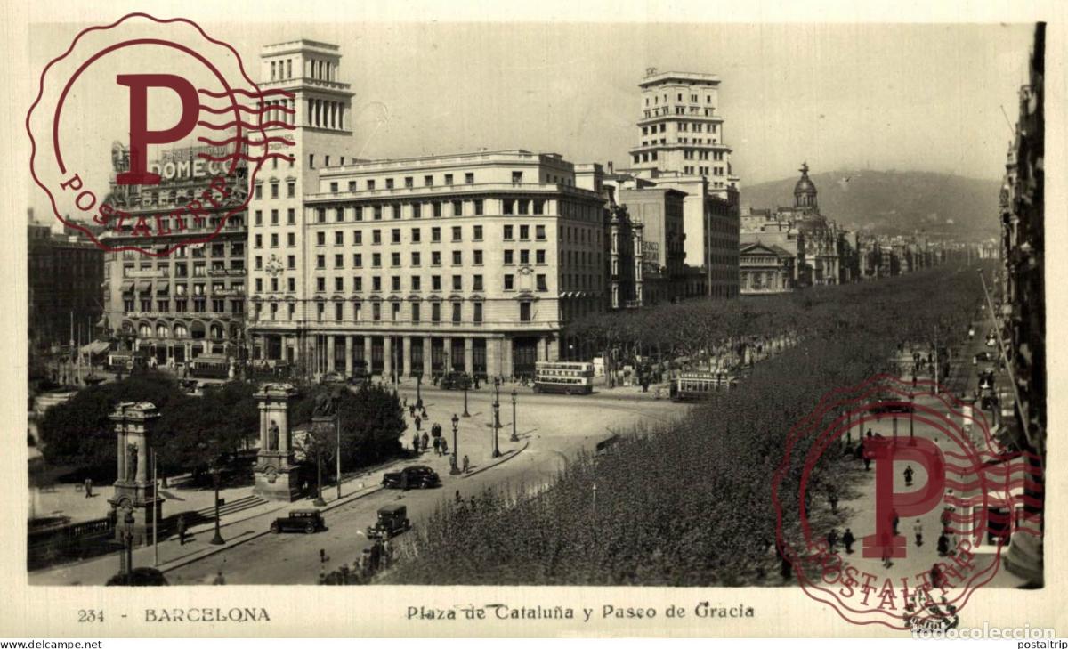 Postales: BARCELONA. PLAZA DE CATALU&Ntilde;A Y PASEO DE GRACIA.