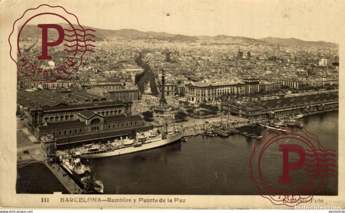 Postales: BARCELONA. RAMBLAS Y PUERTA DE LA PAZ. - Foto 1