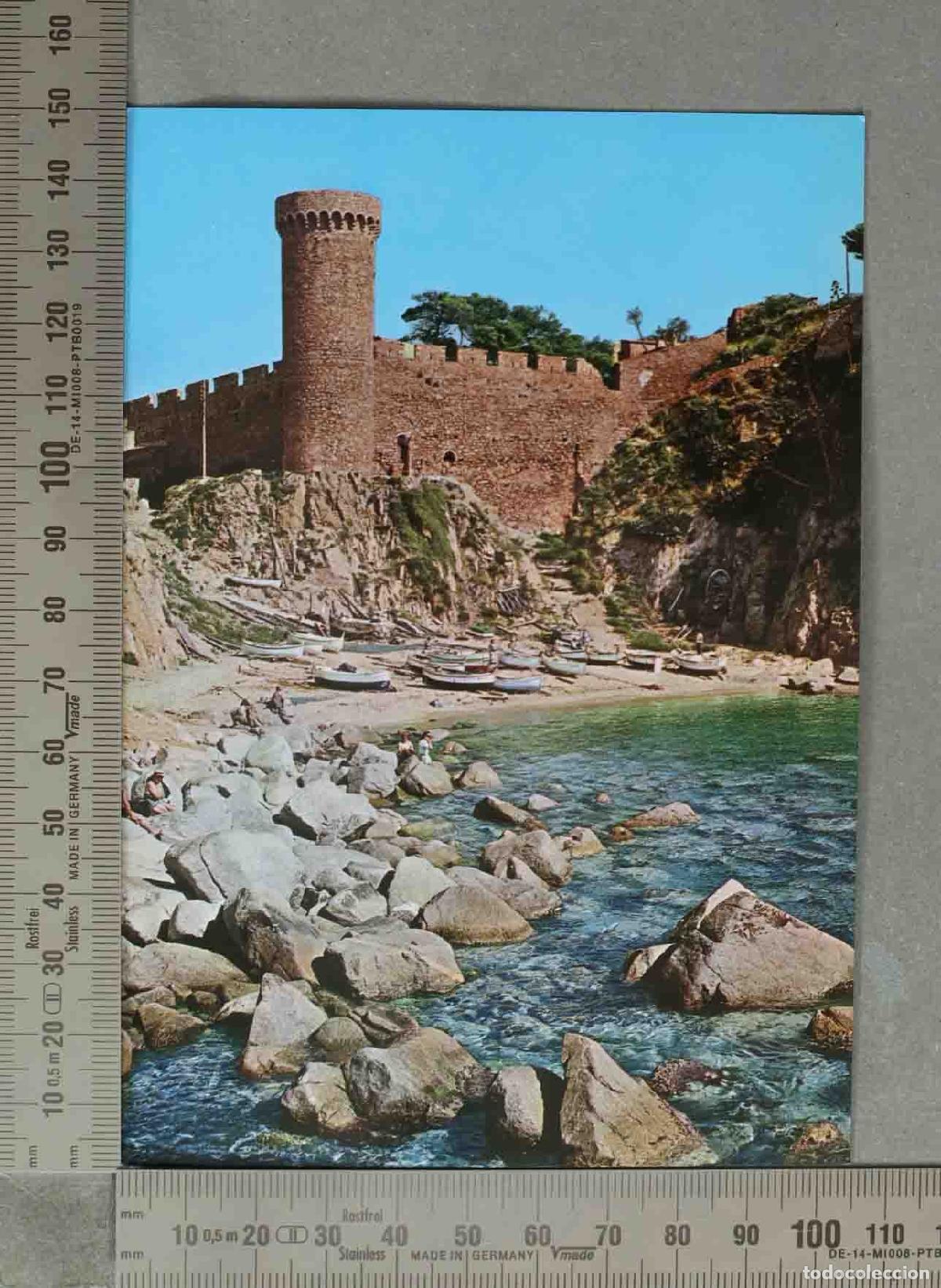 Postais: POSTAL. Tossa de Mar - Playa Es Codolar y murallas de la Vila Vella