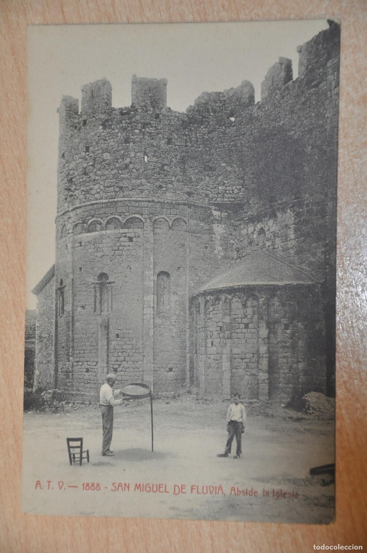 Postales: postal san miguel de fluvia, abside la iglesia, atv 1888