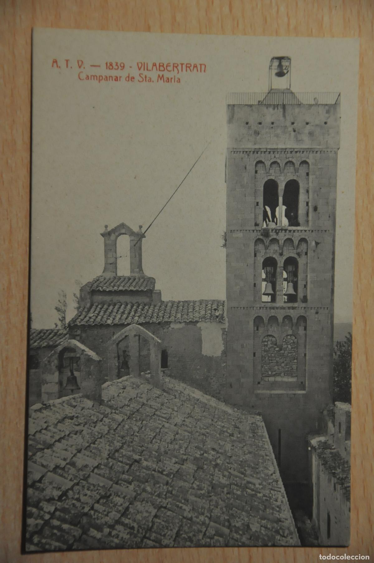 Postales: postal vilabertran, campanar de sta. maria, atv 1839